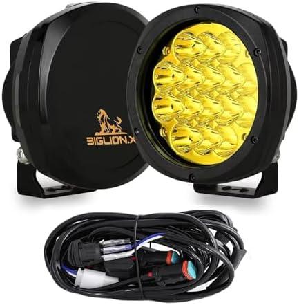 BIGLION.X 5 Inch Pair 160W Amber Round LED Offroad Lights 18800LM Amber Yellow OffRoad Lights Super Bright Amber Driving lights Fog Lights Waterproof IP68 Light Bar for Trucks Pickup 4x4 SUV ATV UTV