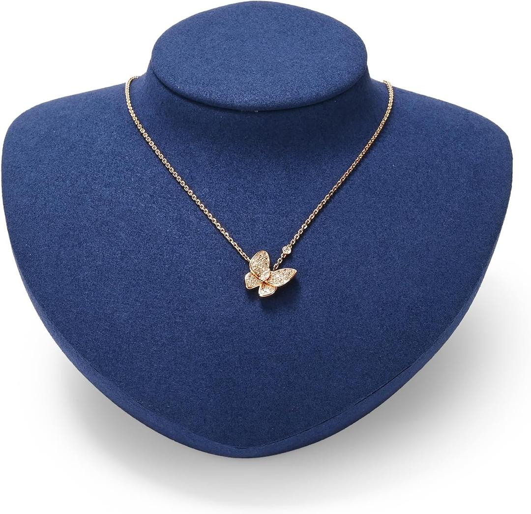 Microfiber Jewelry Bust Display Necklace Pendant Small Jewelry Necklace Display Stand for Showcase(Blue)