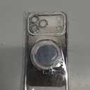 Changjia Magnetic Kickstand Glitter Case for iPhone 17 Pro Max,[Compatible with Magsafe] Cute Bling Sparkly Rhinestone with Camera Protector Makeup Mirror Women Girls Case for iPhone 17 Pro Max,Silver