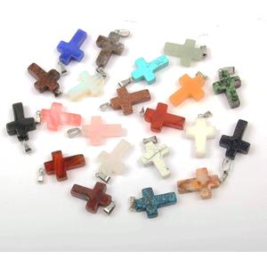 Natural stone pendants cross gemstone agate crystal healing charms for jewelry making DIY necklace