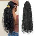 Ponytail Extension Drawstring Ponytail for Black Women, Afro Kinky Curly Ponytails Synthetic Hair Extensions, Human Hair Feeling Pony Tails Hairpiece for Daily Use (Curly #1B Black, 24 Inch)