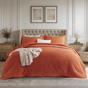 Bedsure Boho King Quilt - Ultra Soft Quilt Bedding for Boho Bedroom Decor, Lightweight All-Season King Size Comforter, Red Orange Bedspread Coverlet 106x96 Inch