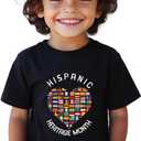 Hispanic Heritage Month Shirt Kids Toddler Boys Girls, Latino Countries Flag T-Shirt National Hispanic Gifts Tee Tops 2T-8Y