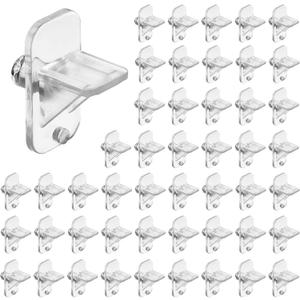 50 Pcs Clear Plastic Cabinet Shelf Holders - 1/4 Inch Pegs for Kitchen, Wood Shelving, Bookcase - Furniture Support Pin Replacement Clips