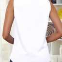 Wrinkle Free Womens Sleeveless Button Down Shirts for Women Stretch Business Office Formal Work Blouses Tops (White, L)