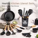 Astercook 39 PCS Kitchen Utensils Set, Silicone Cooking Utensil Sets with Wooden Handle, 446F Heat Resistant Food Grade Spatula Set, BPA Free Kitchen Gadgets Tools Set for Mothers Day Gifts