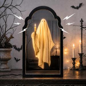 20" Haunted Ghost Mirror with LED Lights & Scary Voice Changer