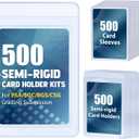 500ct Semi-Rigid Card Holder and 500ct Penny Sleeves, Card Saver with 1/2" Lip, Grading Card Sleeves for PSA, BGS, SGC Submission, Toploader Card Protectors for Grade Sending Collection (500pcs+500pcs)