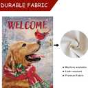 Selmad Welcome Winter Golden Retriever Dog Decorative Burlap Garden Flag, Puppy Cardinal Pet Home Yard Small Outdoor Decor, Christmas Snowy Outside Decoration Double Sided 12 x 18