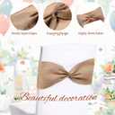 Newwiee 24 Pcs Christmas Burlap Stretch Chair Sashes Linen Spandex Chair Bands Ties Dining for Wedding Dining Banquet Event Party Favor Ceremony Decoration (Pure Brown)