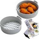 Silicone Air Fryer Basket, Air Fryer Liner, Air Fryer Pot, Non-Stick Cooking Inserts with Wave Pattern Design and Drainage Spout, 2 Pack for 6 QT, 7 QT, and 8 QT, Large Air Fryers