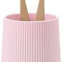 YAUKPH Pink Striped Toothbrush Holder for Electric Toothbrushes Bathroom Organizer for Toothpaste Kids & Adults