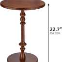 Solid Wood Round Side Table, 15.75" Small Drink Table with Non-Slip Pedestal Base, Modern End Table Accent Table for Living Room and Bedroom, Brown