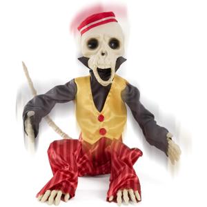 Halloween Animatronics 12" Skeleton Monkey, Realistic Skull Animal Bone Decor with Sound Activation, Creepy Sound, Scary Move, Light Up Eyes, Haunted Spooky Horror Prop for Indoor, Outdoor (Circus)