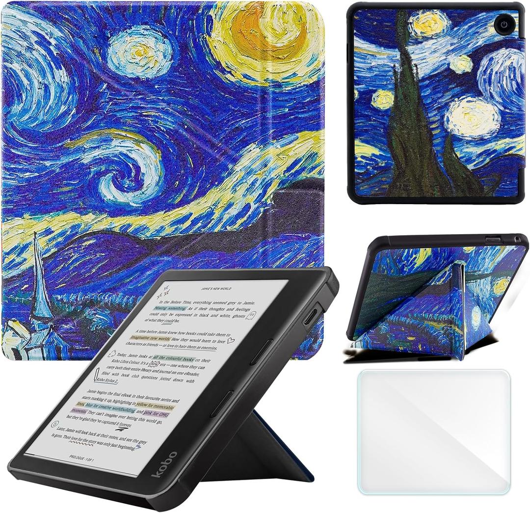 Case Compatible with Kobo Sage 8 Inch e-Reader (Model: N777 N778K, 2021 Release), Includes a Screen Protector - Premium PU Leather Cover with Auto Sleep/Wake