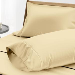 THREAD SPREAD 100% Egyptian Cotton Pillow Cases - 1000 Thread Count Queen/Standard Size Set of 2, Soft & Breathable Extra Long Staple Sateen Weave Cotton Pillow Covers for Bed - Sand
