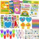 Cinrobiye 72 PCS Bible Coloring Books Party Favors Set Religious Party Favors Goodie Bag Fillers Christian Birthday Party Supplies DIY Scene Sticker Temporary Tattoo Crafts for Sunday School Church