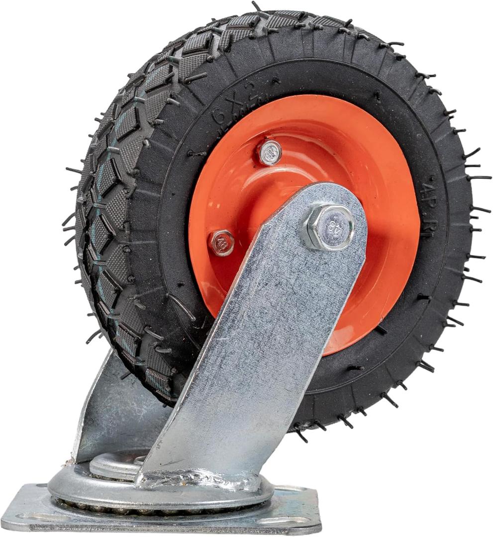 AlveyTech Front Caster Wheel with Fork & Axle - For Hoverboard Go Kart Kits - Shockproof Anti-Mark Tire (Gray) with Durable Metal Alloy Mounting Plate - Hover 1 Replacement Tires (6" Wheel)