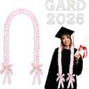 Suncalla 2026 Graduation Lei Ivory Pink Bow Braided Ribbon Necklace Kit Graduation Ceremony Gift Photo Props for College Graduate DIY Decors Party Supplies Gown Accessories