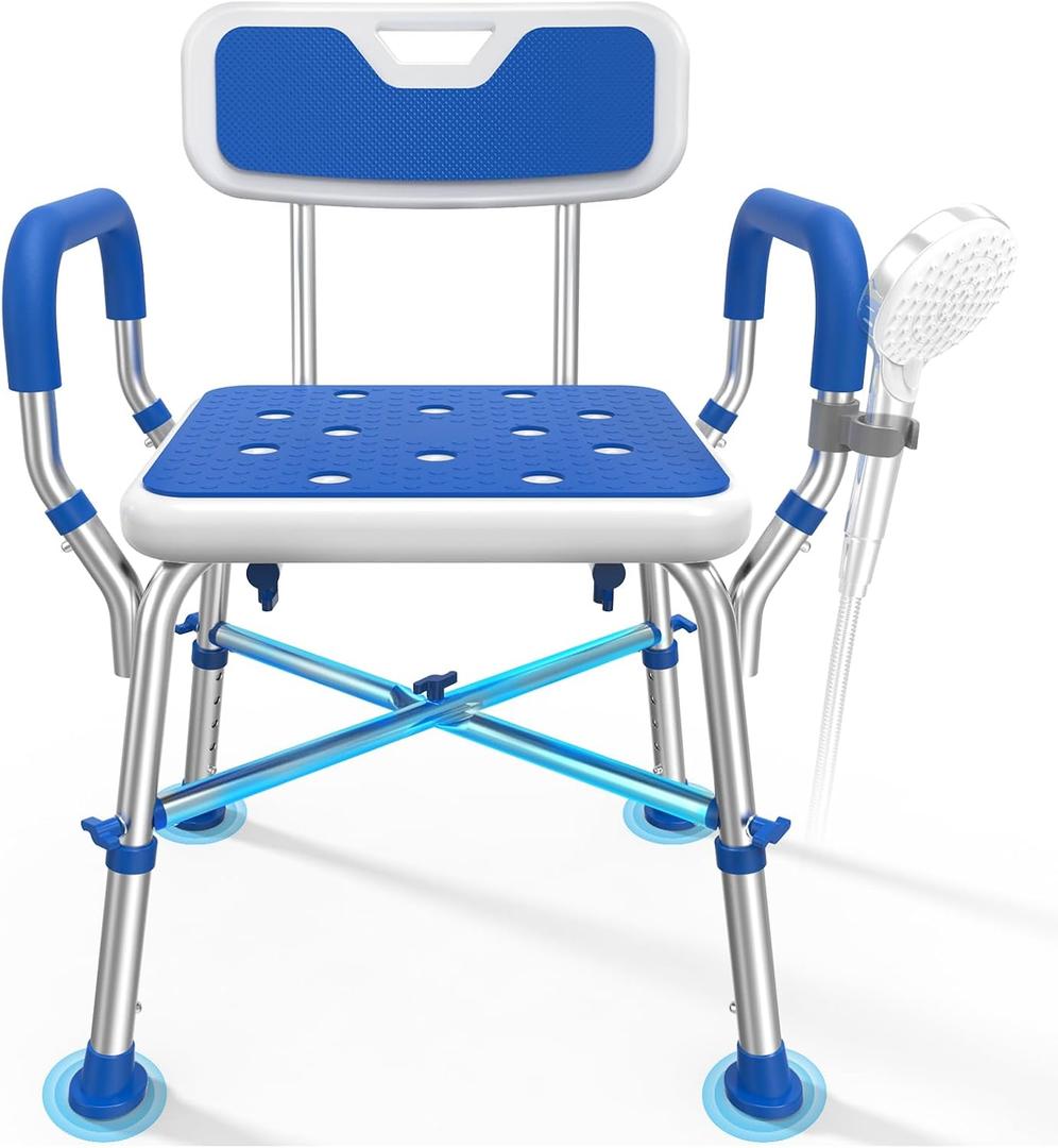Loyoda 500lbs Shower Chair for Inside Shower with Reinforced Crossing Bar