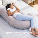 Momcozy Cooling Pregnancy Pillow,Original F Shaped Maternity Pillow for Pregnant Women with Adjustable Wedge Pillow, Full Body Support Pregnancy Pillows for Side Sleeping with Velvet Cover, Light Grey