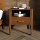 Merax Bamboo Nightstands Set of 2, Night Stands w/Drawer & Shelf, Brown, 20 Inch Set