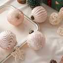 Pink Christmas Tree Ornaments Ball, 12 Pcs 4 Styles Hand-Polished Christmas Balls Shatterproof Xmas Hanging Ornaments Decor Set for Tree Garland Wreath (Rose Gold)