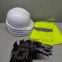ramede 4 Set 4 Pt. Suspension Hard Hat with Safety Vests Bulk, 4 Pcs Adjustable Ratchet Hard Hats, 4 Pcs Reflective Safety Vests for Men Women Work Head Protection Supplies, One Size