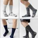 Mens Cotton Boot Crew Socks, 5 Pairs Full Cushion Socks Moisture-Wicking & Reinforced for Work Hiking Walking Outdoor (10-13, Multicolor)