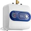 Electric Tank Water Heater, 4-Gallon Under Sink Instant Hot Water Tank，Equipped with Digital Temperature Display for RV, Camper, Kitchen, Food Truck，Wall or Floor Mounted, Blue