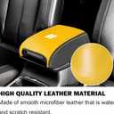 YOSRTER for Dodge Durango Accessories 2011-2018 2019 2020 Center Console Armrest Cover Interior Box Anti-Scratch Leather Central Armrest Decoration (Yellow Trim