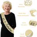 65th Birthday Decorations for Women with 65th Birthday Sash and Crown, Number Balloons, Birthday Card, Cake Topper and Candles, 65 Year Old Female Gifts for Her, Gold