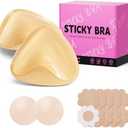 Mearter Ultra Push up Sticky Bra Pads Inserts | Double Sided Adhesive Bra Inserts | Stick on Bra for Sports Bra Swimsuit (Medium, Beige)