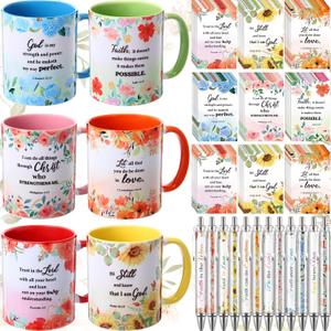 18 Pcs Mothers Day Christian Gifts for Women 12oz Inspirational Bible Verse Mugs, Scripture Theme Pens, Journals, Faith Gift Set for Sunday School, Church, Mom Birthday