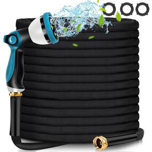 Garden Hose 50ft - Water Hose 50ft with 10 Function Hose Nozzle, Lightweight, Kink Free, Flexible Non-Expandable Fabric Garden Hose for Outdoor, Garden, Watering, Car Wash, Yard, Lawn and RV