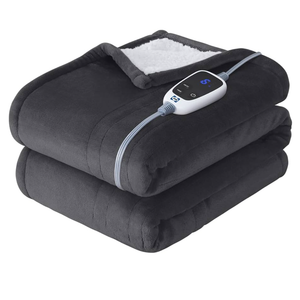 SEALY Heated Throw Blanket, Flannel & Sherpa Reversible Electric Throw with 6 Heating Levels & 2-10 Hours Auto Shut Off, Machine Washable, 50x60 Inch, Dark Grey