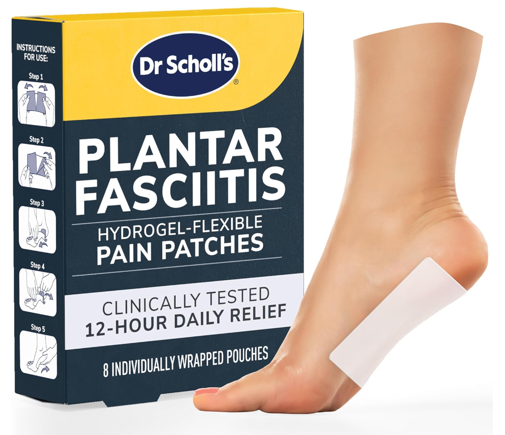 Dr. Scholl's Plantar Fasciitis Pain Patches with Hydrogel Flexible Technology, 8 Ct // Clinically Tested 12Hour Daily Pain Relief  Contours to Your Foot  with Lidocaine & Menthol, 8 Treatments