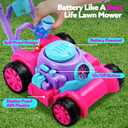 SLOOSH Bubble Lawn Mower Toddler Toys - Spill-Proof Bubble Machine Pretend Gardening Toy for Age 1 2 3 1-3 Year Old Toddler Indoor Outdoor Use, Baby Girl Push Toys Easter Birthday Gift (Pink)