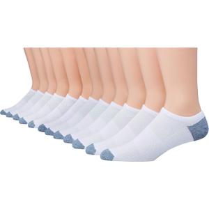 Hanes Men's Socks, X-Temp Lightweight Socks, Low Cut and No Show, 12-Pack (White), Size: 6-12