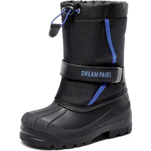 DREAM PAIRS Boys & Girls Mid Calf Water-Resistant Winter Snow Boots for Toddler/Little/Big Kid (Black/Royal), Size 2 Little Kids