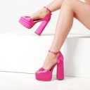 DREAM PAIRS High Heels Chunky Block Platform Heels for Women Ankle Strap Sexy Open Square Toe Heels Dressy Pumps Sandals 9
