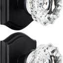 2 Pack Glass Dummy Door Knobs, Antique Inactive Crystal Half-Dummy Door Knobs for Hall and Closet, Matte Black
