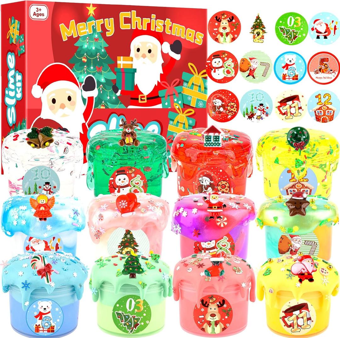 Christmas Slime, Butter Galaxy Crystal Slime Kit - Christmas Stocking Stuffers, Stretchy, Soft, and Scented - Ideal for Slime Party Favors, Girls, Boys, Kids, Classroom Rewards