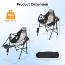 Hammock Camping Chair with Removable Footrest, 400lbs Heavy Duty Portable Swing Chair Outdoor with Adjustable Back, Foldable Camping Chair with Headrest and Cup Holder for Camping, Patio, Lawn