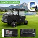 10L0L 2/4 Passenger Golf Cart Driving Enclosure for EZGO TXT/RXV Model, 4-Sided Clear Window 600D Rain Cover All Weather Windproof Waterproof - Black/Beige