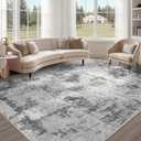 Washable Rug 5x7 Area Rugs for Living Room: Modern Abstract Neutral Soft Carpet for Bedroom Dining Room Under Kitchen Table Home Office Decor - Grey