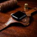 Ergonomic Genuine Leather Hand Made Watch Band,Compatible with Apple Watch,iWatch Series,Smart Watch,Cool Steampunk Replacement Strap for Cycling Driving,Fitness,Sports(Brown)
