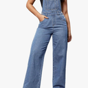 WDIRARA Women's Denim Overalls Adjustable Strap Jean Jumpsuit Bib Overalls size M