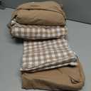 Bedsure 100% Washed Cotton Percale Sheets King Size - Linen Like Textured Gingham Sheets, 6-Piece Bedsheet Set with 18" Deep Pocket, Breathable & PureWoven Soft Comfy (Gingham Brown, King)