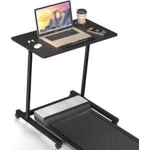 Eocnrhe Treadmill Desk, Mobile Small Standing Desk with Wheels for Walking Pad, Portable Table for Laptop, Rolling Table Adjustable Height, Bedside TableBlack, Compact